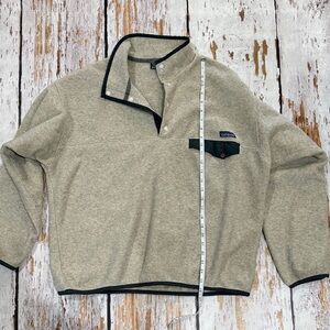 Patagonia Men's Tan Zip-Up Sweater with Black Accents